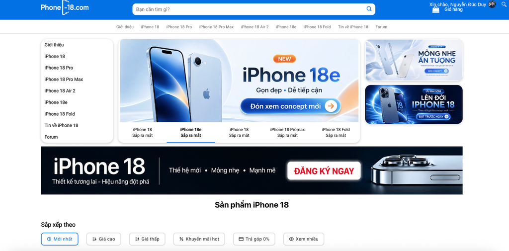 Chuyên trang phone-18.com tổng hợp thông tin về iPhone 18 (Nguồn: phone-18.com)